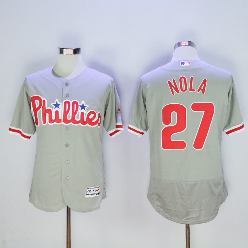 Men Philadelphia Phillies #27 Nola Grey MLB Jerseys